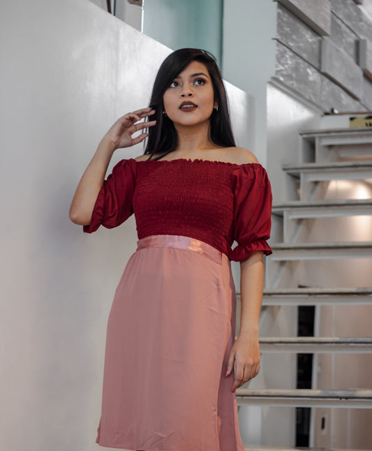 Burgundy Blush Two-Tone Midi