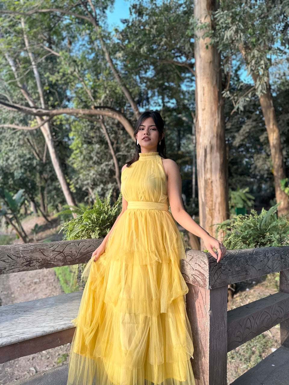 Sunshine Serenade Layered Net Gown