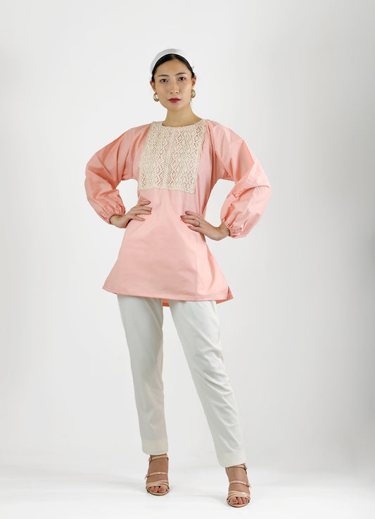 Pink Petal Curry Lace top