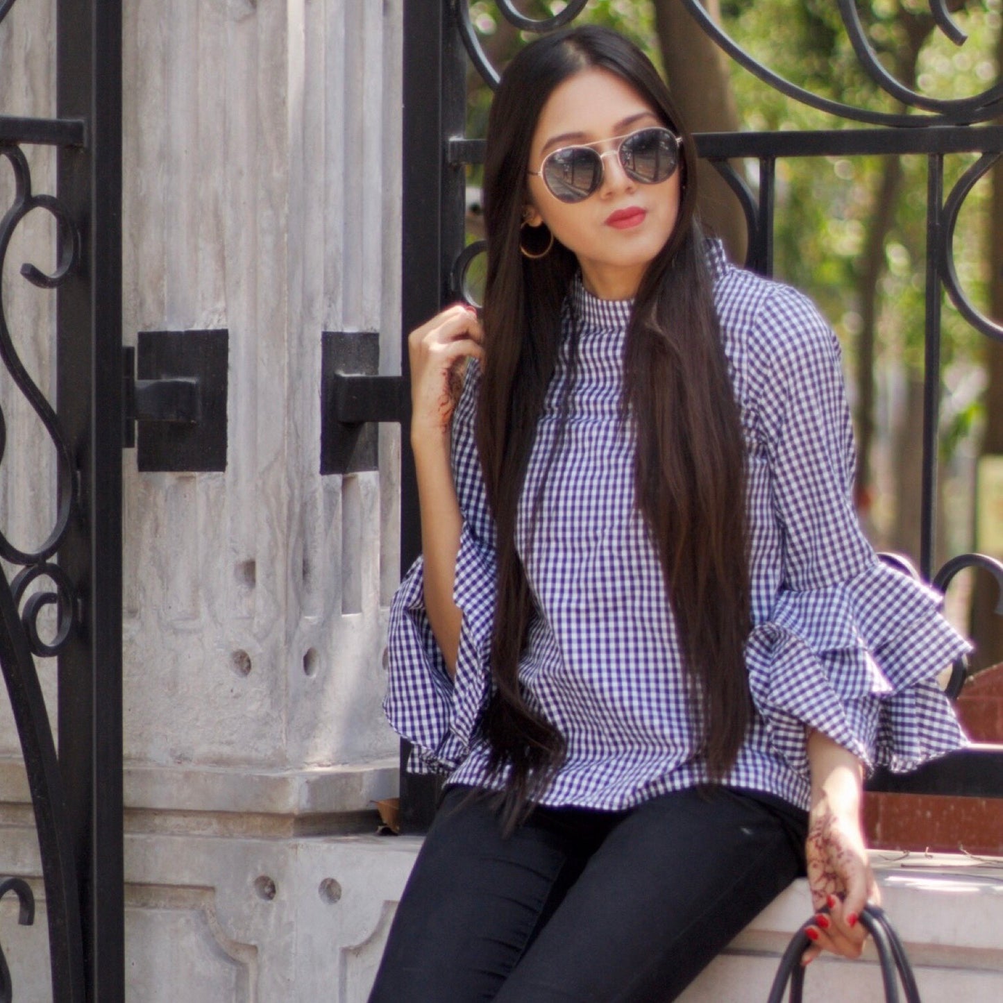 Monochrome Checkered Ruffle