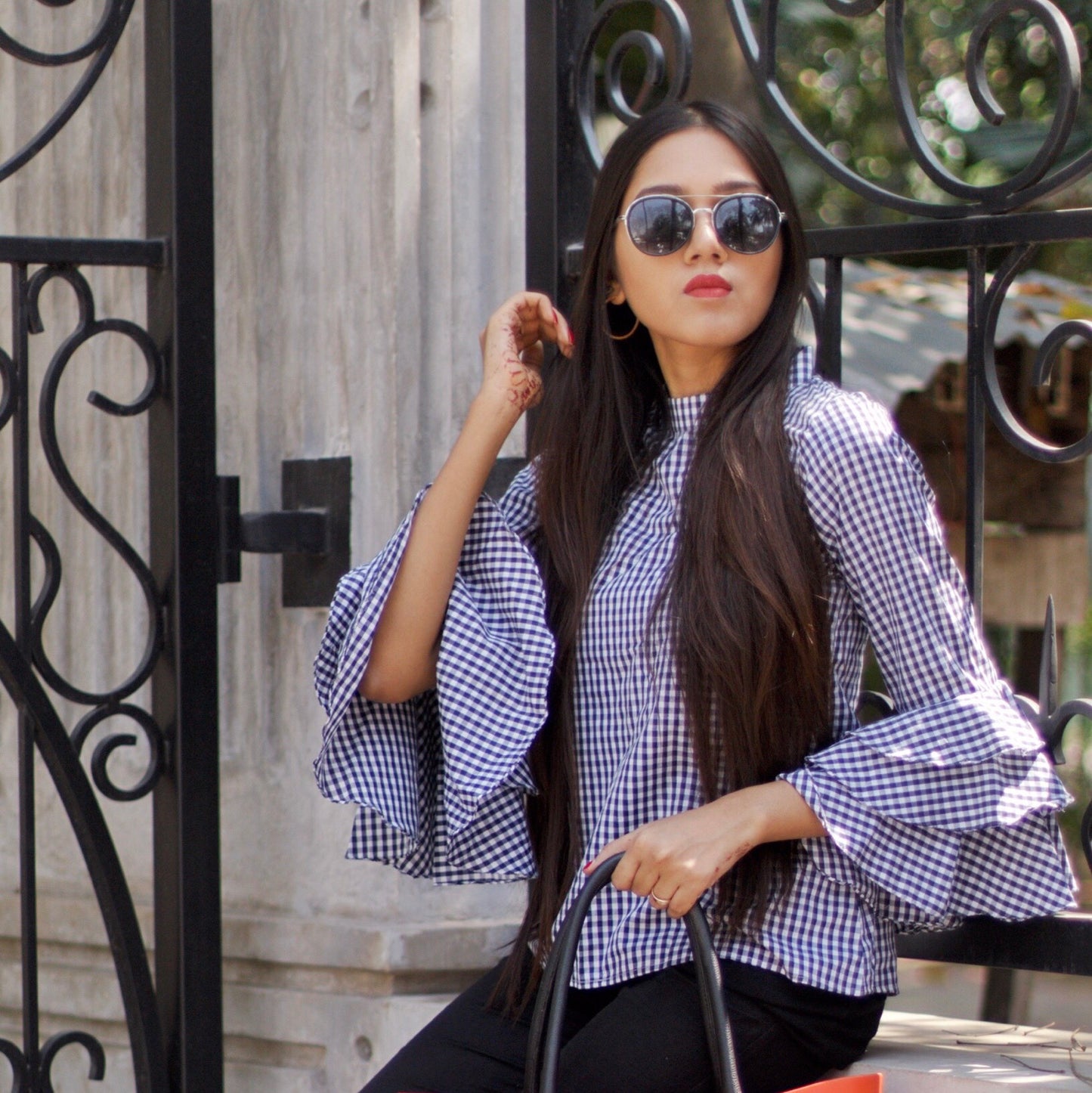 Monochrome Checkered Ruffle